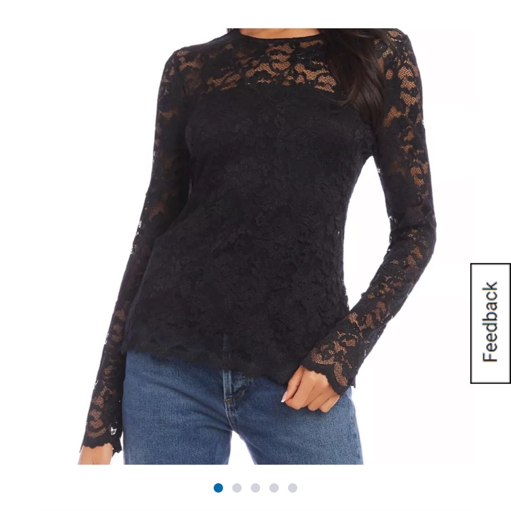 Karen Kane Black Lace Long Sleeve Blouse